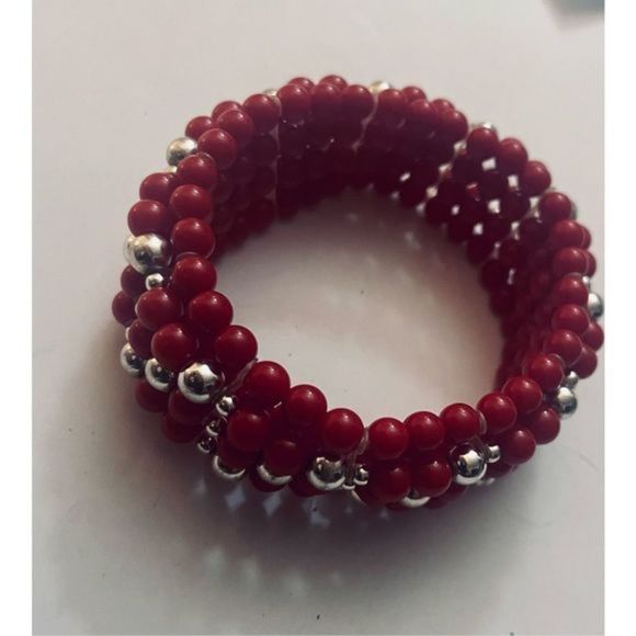 CUTE HAND-MADE RED THICK BEAD BRACELET - Picture 5 of 5